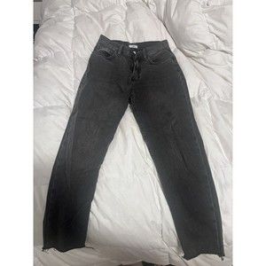 Black Faded Forever 21 Premium Denim Mom Jeans Distressed Bottoms, Size 27